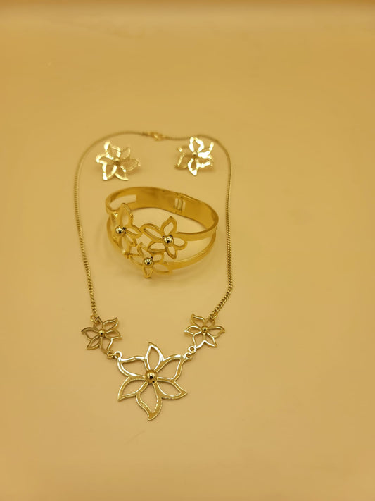 Set minimalista de flores collar-brazalete-aretes