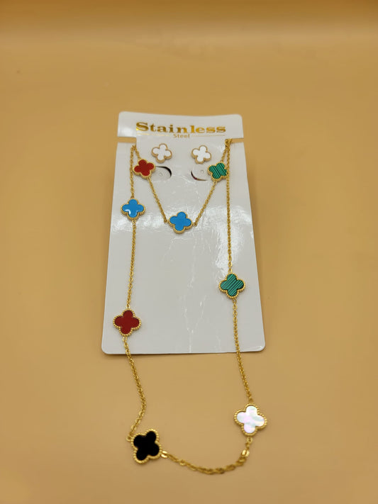 Set flores multicolor collar-brazalete-aretes