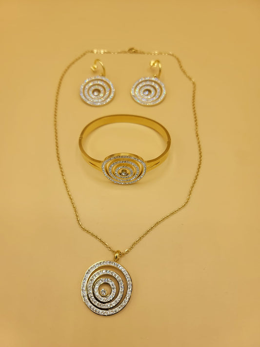 Set aros dorados con cristales